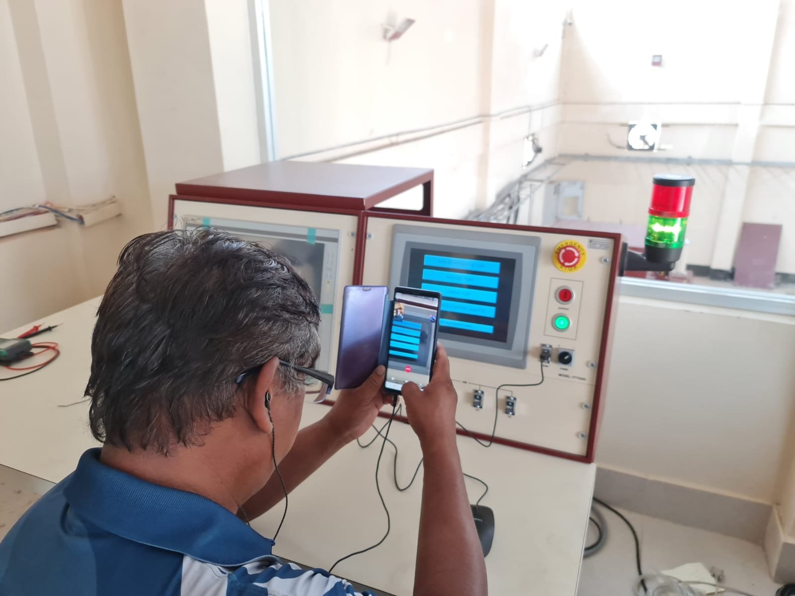 Engineer at the control panel of a 15 MVA transformer testing system at BPDB CERS, Tongi